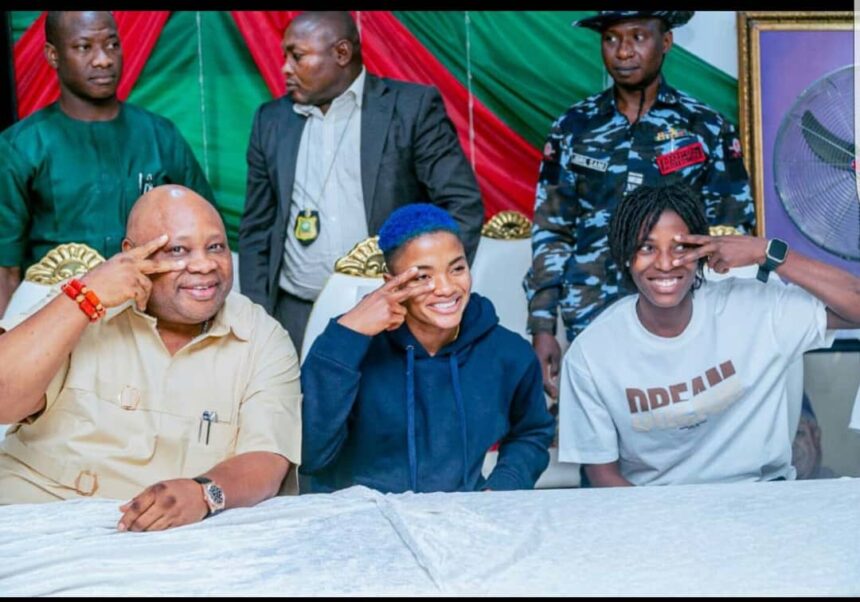 Osun Governor Adeleke Hosts Super Falcons Stars, Ajibade, Imuran