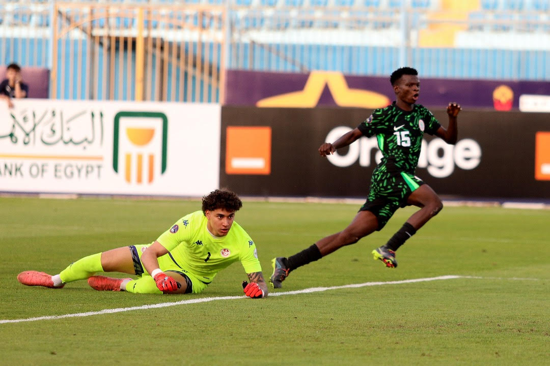 PHOTO: Goal! Auwal Ibrahim races away after scoring the lone goal that earned the three points against Tunisia.