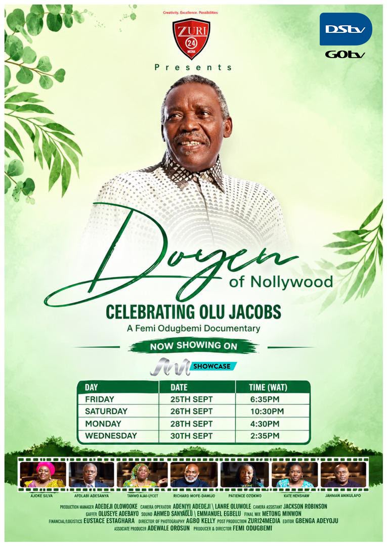 Africa Magic Showcase will air a documentary celebrating the life and career of veteran actor, Sir Olu Jacobs, following his death on September 16, 2026. Titled Doyen of Nollywood: Celebrating Olu Jacobs, the documentary is a tribute to one of Nigeria’s most respected actors and enduring figures in the creative industry.